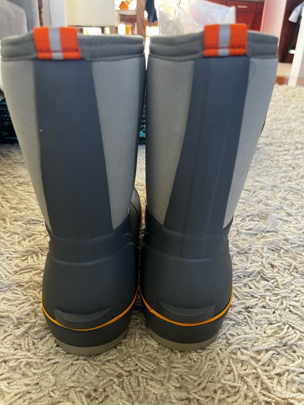 Men’s Gray Waterproof Rain Boots with Yellowish orange  Trim - Picture 7 of 8